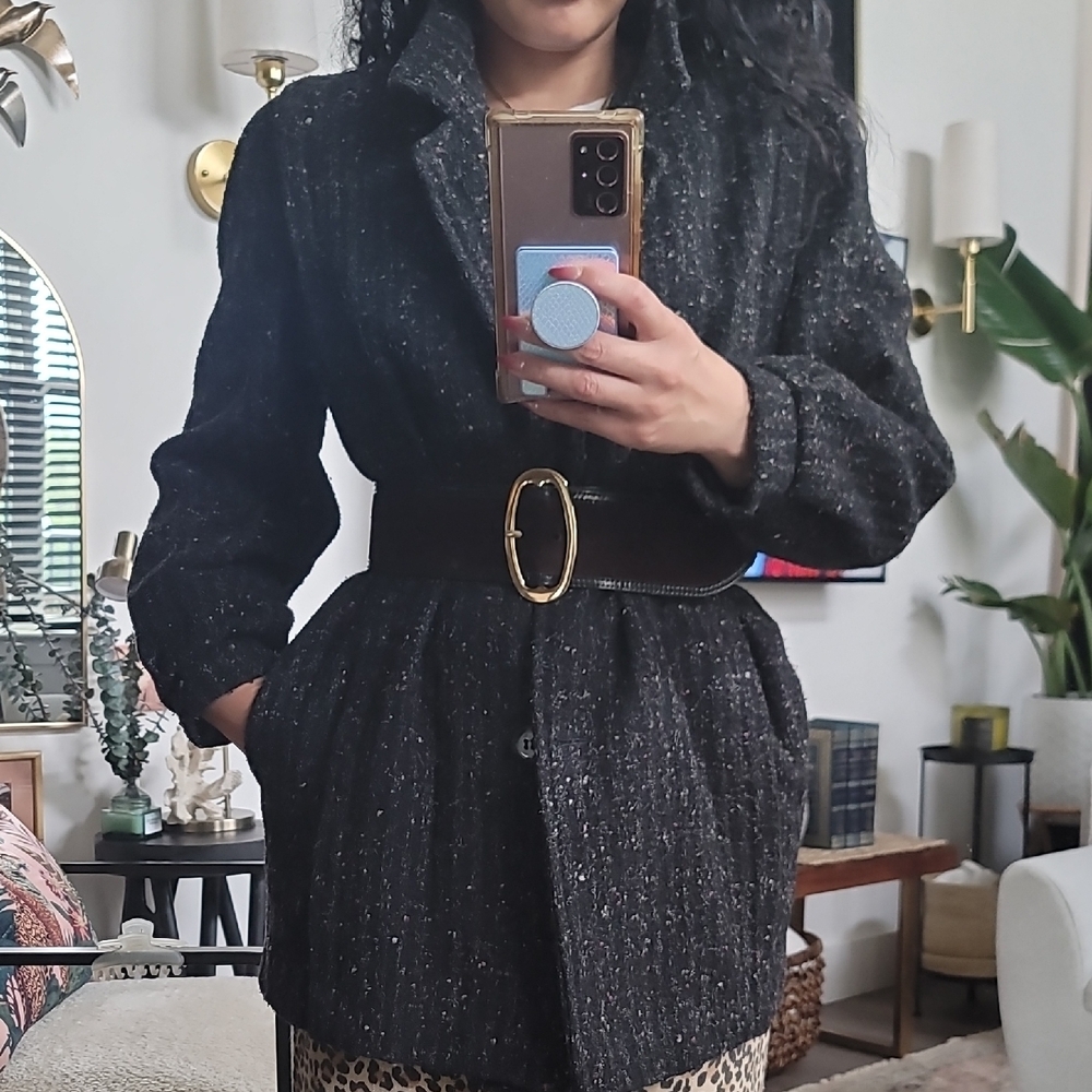 Elegant Black Wool Women's Coat
